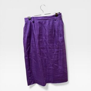 JH Collectibles Linen Midi Pencil Skirt Womens 8 Purple Excellent High Waisted